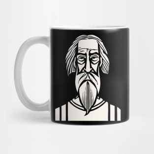 Bearded Man Woodcut Design Mug